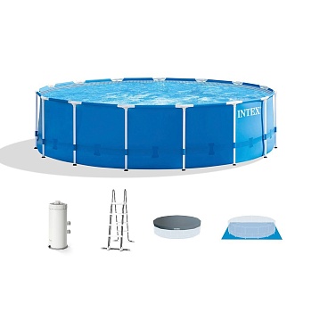 Бассейн каркасный круглый 457х122 16805л, ф.-н 3785л/ч, серии Metal Frame Pool  Intex 