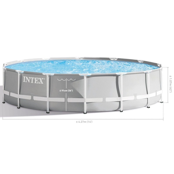 Бассейн каркасный круглый 427х107см 12706л, ф.-н. 3785 л/ч серии Prism Frame Intex