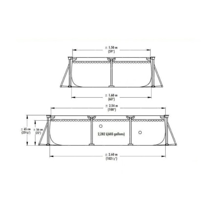 Бассейн каркасный прямоугольный 260х160х65см 2282л серии Rectangular Frame Pool 28271 Intex