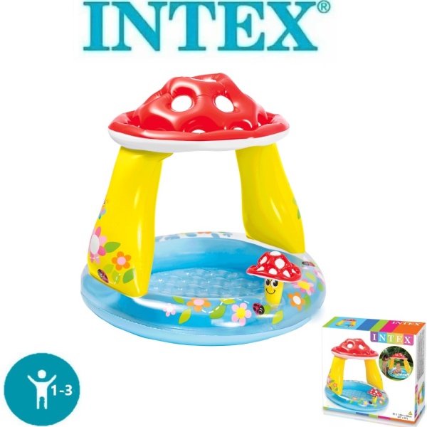 Бассейн надувной детский с навесом "Грибок" 102х89см, от 1 до 3 лет, Intex