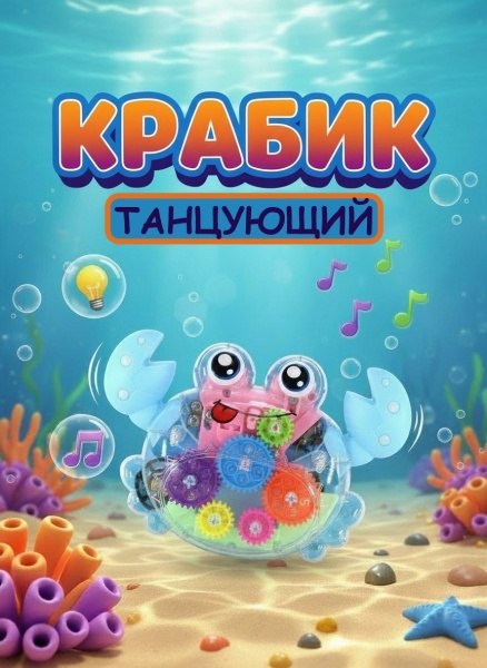 Крабик с шестеренками, световые и звуковые эффекты