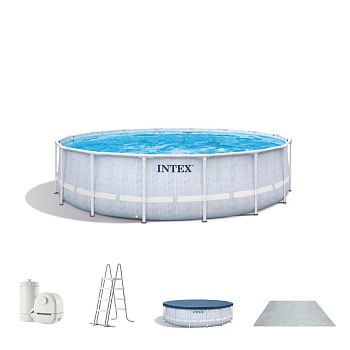 Бассейн каркасный круглый 488х122 19156 л, ф-н 5678 л/ч Prism Frame CHEVRON PREMIUM POOL 26746 Intex
